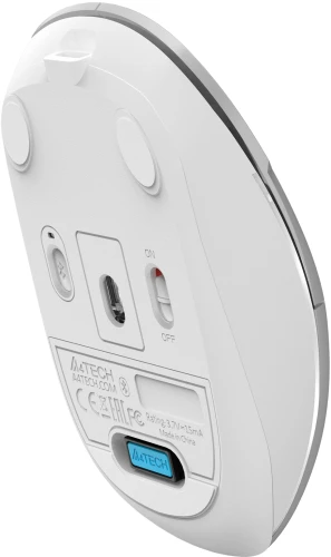 Мышь A4Tech Fstyler FB26CS Air2 серебристый/белый оптическая 2000dpi silent беспров. BT/Radio USB для ноутбука 4but (FB26CS AIR2 ICY WHITE)