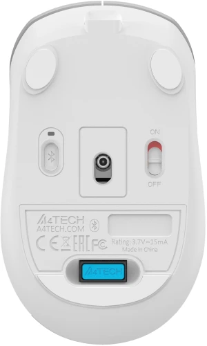 Мышь A4Tech Fstyler FB26CS Air2 серебристый/белый оптическая 2000dpi silent беспров. BT/Radio USB для ноутбука 4but (FB26CS AIR2 ICY WHITE)