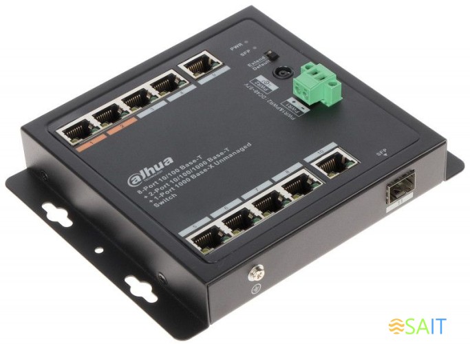 Коммутатор Dahua DH-PFS3111-8ET-96-F 10x1Гбит/с 6PoE+ 2PoE++ 96W неуправляемый