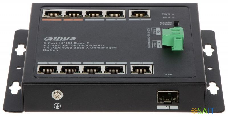 Коммутатор Dahua DH-PFS3111-8ET-96-F 10x1Гбит/с 6PoE+ 2PoE++ 96W неуправляемый