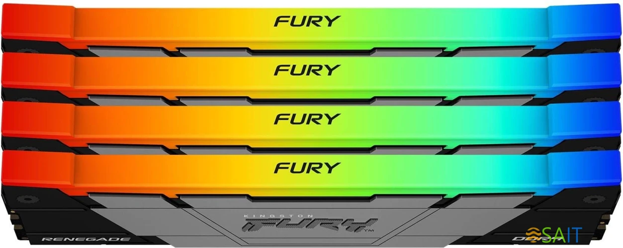 Память DDR4 4x8GB 3200MHz Kingston KF432C16RB2AK4/32 Fury Renegade RGB RTL Gaming PC4-25600 CL16 DIMM 288-pin 1.35В dual rank с радиатором Ret