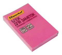 Блок самоклеящийся бумажный Silwerhof 682160-03 51x76мм 100лист. 75г/м2 неон розовый