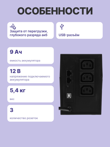 Источник бесперебойного питания (черный) Powercom Raptor RPT-1000AP IEC C13