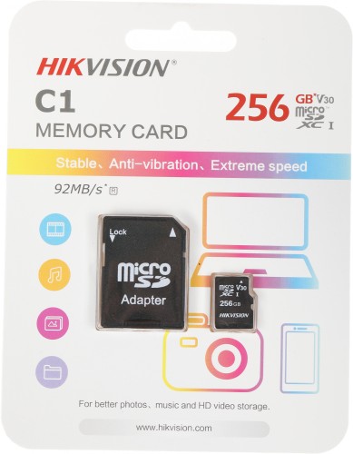 Флеш карта microSDXC 256GB Hikvision HS-TF-C1(STD)/256G/Adapter C1 V30 + adapter