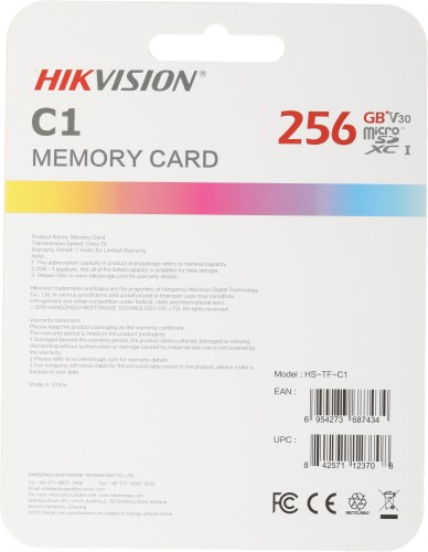 Флеш карта microSDXC 256GB Hikvision HS-TF-C1(STD)/256G/Adapter C1 V30 + adapter