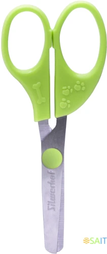 Ножницы для левшей Silwerhof детские 130мм ручки пластиковые асим. нержавеющая сталь зеленый