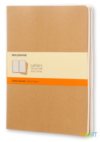 Блокнот Moleskine CAHIER JOURNAL QP421 XLarge 190х250мм обложка картон 120стр. линейка бежевый (3шт)