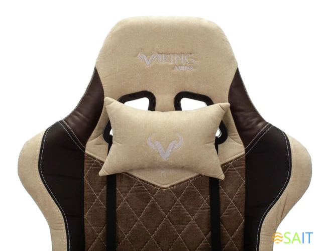 Кресло игровое Zombie VIKING 7 KNIGHT Fabric коричневый/бежевый ткань/эко.кожа с подголов. крестов. металл