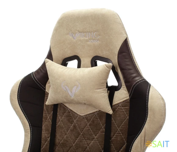Кресло игровое Zombie VIKING 7 KNIGHT Fabric коричневый/бежевый ткань/эко.кожа с подголов. крестов. металл