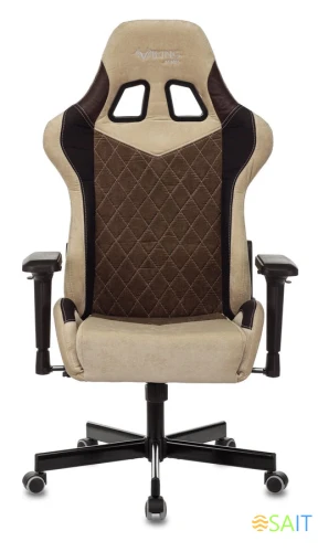 Кресло игровое Zombie VIKING 7 KNIGHT Fabric коричневый/бежевый ткань/эко.кожа с подголов. крестов. металл