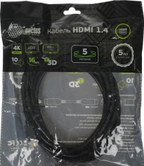 Кабель аудио-видео Cactus CS-HDMI.1.4-5 HDMI (m)/HDMI (m) 5м. позолоч.конт. черный