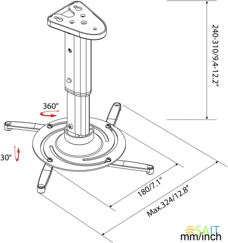 Кронштейн для проектора Cactus CS-VM-PR05M-BK черный макс.10кг потолочный поворот и наклон