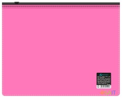 Папка на молнии ZIP Бюрократ Double Neon DNEBPM4APINKBL A4+ полипропилен 0.15мм розовый цвет молнии черный