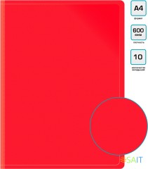 Папка с 10 прозр.вклад. Бюрократ -BPV10RED A4 пластик 0.6мм торц.карм с бум. встав красный