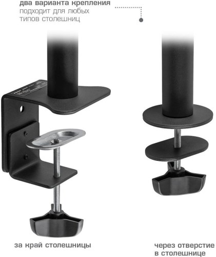 Кронштейн для мониторов Kromax CASPER-506 черный 10"-34" макс.10кг настольный поворот и наклон