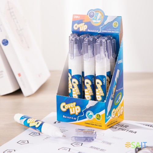 Ручка корректор Deli E7286-P шариковый белый 8мл (упак.:12шт)