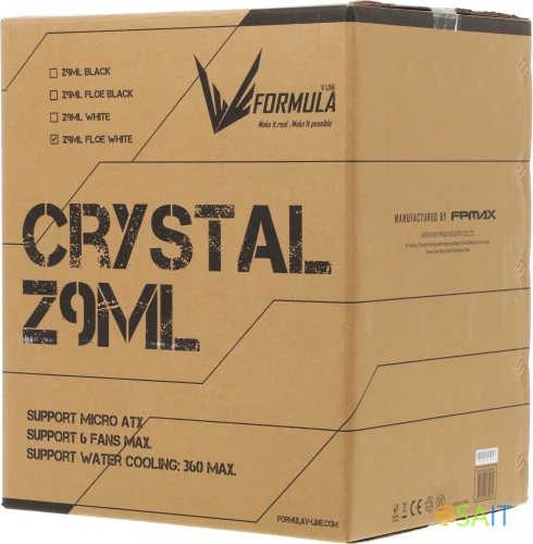 Корпус Formula Crystal Z9ML Floe белый без БП mATX 1xUSB3.0 1xUSB3.1 audio bott PSU