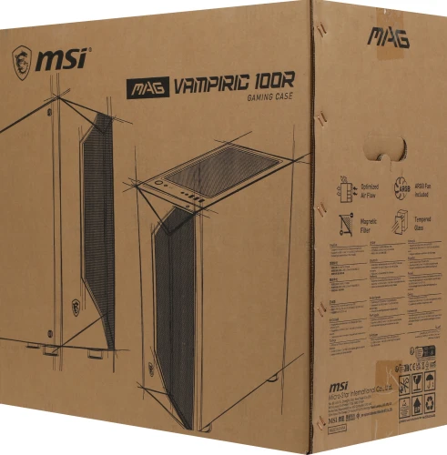 Корпус MSI MAG VAMPIRIC 100R черный без БП ATX 4x120mm 2x140mm 2xUSB2.0 1xUSB3.0 audio bott PSU