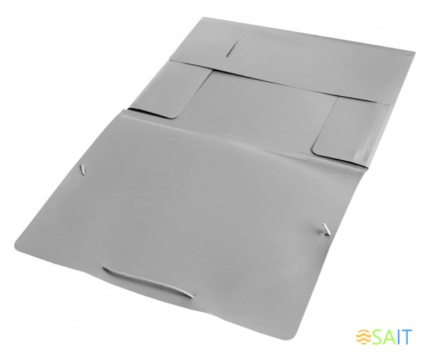 Папка на резинке Бюрократ -PR05GREY A4 пластик кор.30мм 0.5мм серый