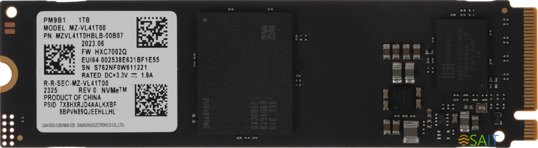 Накопитель SSD Samsung PCIe 4.0 x4 1TB MZVL41T0HBLB-00B07 PM9B1 M.2 2280 OEM