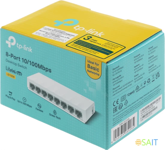 Коммутатор TP-Link LS1008 (L2) 8x100Мбит/с неуправляемый