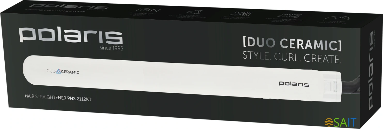 Выпрямитель Polaris PHS 2112KT 45Вт белый/розовый макс.темп.:220С покрытие:керамическое