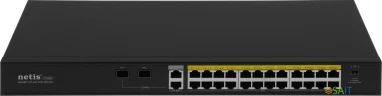 Коммутатор Netis P124GH (L2) 24x100Мбит/с 2x1Гбит/с 1xКомбо(1000BASE-T/SFP) 1SFP 24PoE 24PoE+ 360W неуправляемый