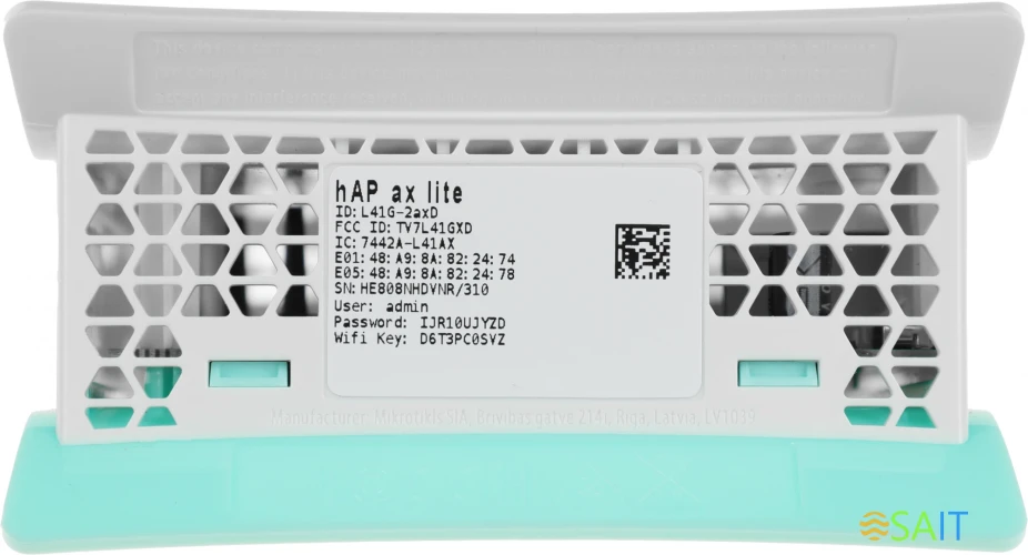 Роутер беспроводной MikroTik hAP ax lite (L41G-2AXD) AX600 10/100/1000BASE-TX голубой