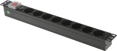 Блок распределения питания Lanmaster TWT-PDU19-10A8P-1.8 гор.размещ. 8xSchuko базовые 10A Schuko 1.8м