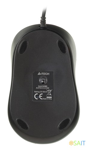 Мышь A4Tech V-Track Padless N-360 красный/черный оптическая 1200dpi USB 3but (N-360-2)