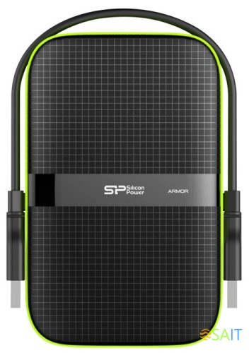 Жесткий диск Silicon Power USB 3.0 2Tb SP020TBPHDA60S3K A60 SP020TBPHDA60S3K Armor 2.5" черный/зеленый