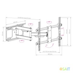 Кронштейн для телевизора Arm Media PARAMOUNT-60 черный 32"-75" макс.60кг настенный поворот и наклон