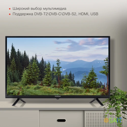 Телевизор LED Starwind 32" SW-LED32SG304 Яндекс.ТВ черный/черный HD 60Hz DVB-T DVB-T2 DVB-C DVB-S DVB-S2 USB WiFi Smart TV