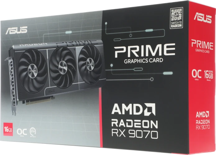 Видеокарта Asus PCI-E 5.0 PRIME-RX9070-O16G AMD Radeon RX 9070 16Gb 256bit GDDR6 2120/20000 HDMIx1 DPx3 HDCP Ret