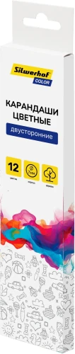 Карандаши цв. Silwerhof Color двухцвет. 2.8мм кругл. дерево ассорти 12цв. коробка/европод. (6шт)