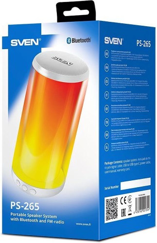 Колонка порт. Sven AC PS-265 белый 10W 1.0 BT/3.5Jack/USB 10м 2000mAh (без.бат) (SV-021344)