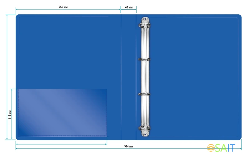 Папка на 4-х D-кольцах Бюрократ -0840/4DBLU A4 пластик 0.8мм кор.40мм внутр. с вставкой синий