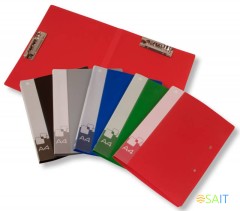 Папка бок.зажим/верх.зажим Бюрократ -PZ07A4/A3 пластик 0.7мм торц.карм с бум. встав ассорти A4/A3