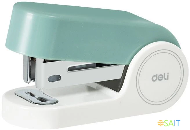 Степлер мини Deli EK203-GR EK203 24/6 26/6 (15листов) встроенный антистеплер зеленый 15скоб металл/пластик коробка