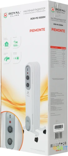 Радиатор масляный Royal Clima PIEMONTE ROR-P5-1000M 1000Вт белый/серый