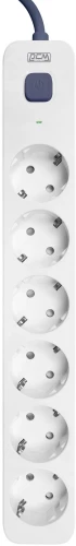 Сетевой фильтр Powercom SP-06W 1.8М 1.8м (6 розеток) белый/серый (коробка)