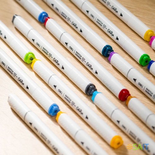 Набор маркеров для скетчинга Deli EC187-48 ColoRun 11мм 150мм трехгр. двойной пиш. наконечник 1-5мм 48цв. ассорти пластиковая коробка (48шт.)