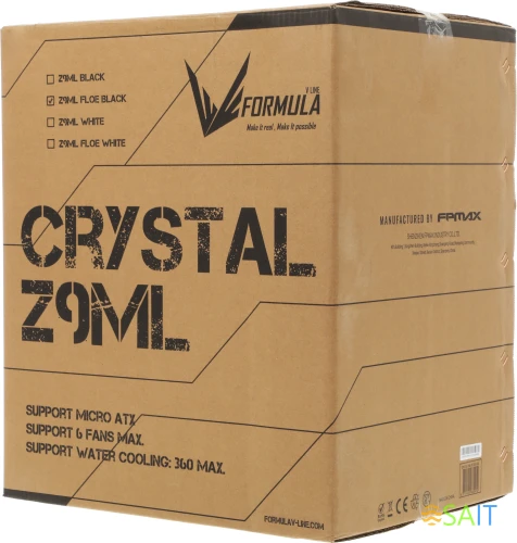 Корпус Formula Crystal Z9ML Floe черный без БП mATX 1xUSB3.0 1xUSB3.1 audio bott PSU