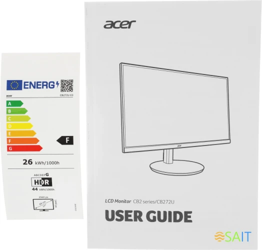 Монитор Acer 27" Vero CB272UE3bmiprux черный IPS LED 1ms 16:9 HDMI M/M матовая HAS Piv 350cd 178гр/178гр 2560x1440 100Hz FreeSync DP 2K USB 7.89кг