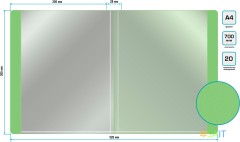 Папка с 20 прозр.вклад. Бюрократ Gems GEM20GRN A4 пластик 0.7мм торц.карм с бум. встав зеленый турмалин