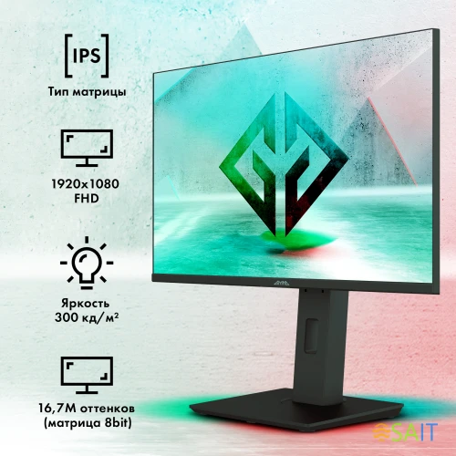 Монитор GMNG 23.8" Gaming GM-24F03 черный IPS LED 3ms 16:9 HDMI матовая HAS Piv 300cd 178гр/178гр 1920x1080 180Hz G-Sync FreeSync DP FHD 4.6кг