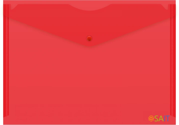 Конверт на кнопке Бюрократ Economy -PK100RED A4 пластик 0.10мм красный