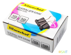 Зажимы Silwerhof 510014 сталь 19мм черный (упак.:12шт) картонная коробка