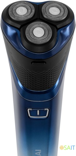Бритва роторная Hyundai H-SH8089 реж.эл.:3 питан.:аккум. голубой/черный