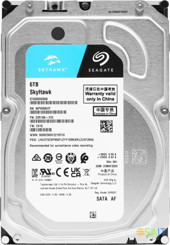 Жесткий диск Seagate SATA-III 6TB ST6000VX009 Surveillance Skyhawk 4KN (5400rpm) 256Mb 3.5"